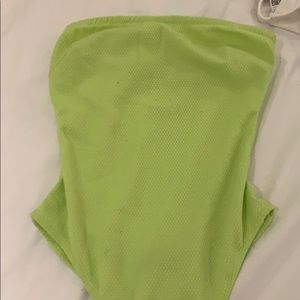 Urban Outfitters Neon Green strapless bodysuit
